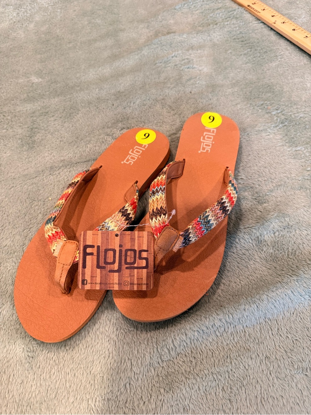 Flojos Juno Weave Women’s Flip Flop Sandals Size 9 Multicolor Braided Straps